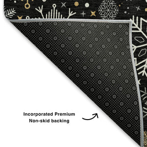 HomeRoots 5' X 8' Black Gold Ivory Abstract Geometric Area Rug - Washable, UV Protected, Durable & Stylish! 702258