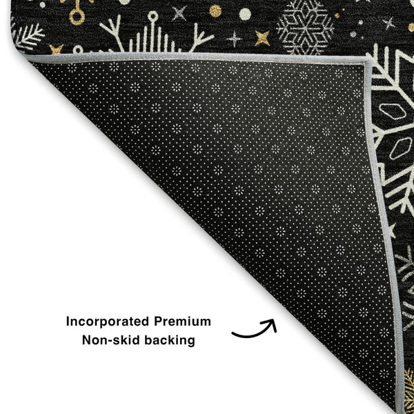 HomeRoots 5' X 8' Black Gold Ivory Abstract Geometric Area Rug - Washable, UV Protected, Durable & Stylish! 702258