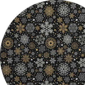 HomeRoots 8' Contemporary Black Gold Ivory Abstract Round Rug – Washable, UV Protected, Pet Friendly Design! 702259
