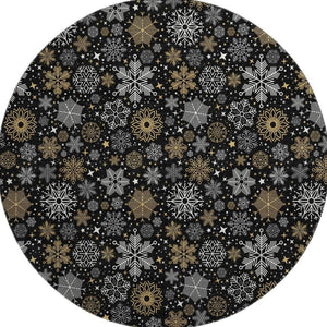 HomeRoots 8' Contemporary Black Gold Ivory Abstract Round Rug – Washable, UV Protected, Pet Friendly Design! 702259