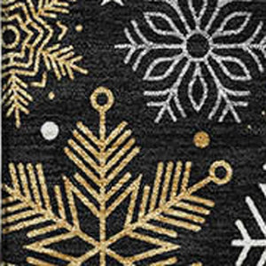 HomeRoots 8' X 10' Washable Black Gold Ivory Abstract Geometric Area Rug with UV Protection for High Traffic Areas 702260
