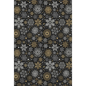 HomeRoots 10' Black Gold & Ivory Abstract Geometric Washable Area Rug - Stain Resistant, UV Protected, Stylish Comfort 702262