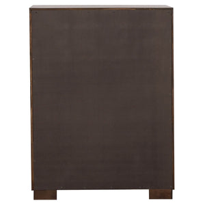 English Elm Polk Five Drawer Chest with Felt Lined Storage and Bracket Feet in Cappuccino Finish B062P447700