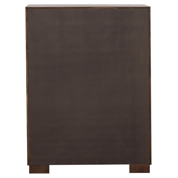 English Elm Polk Five Drawer Chest with Felt Lined Storage and Bracket Feet in Cappuccino Finish B062P447700