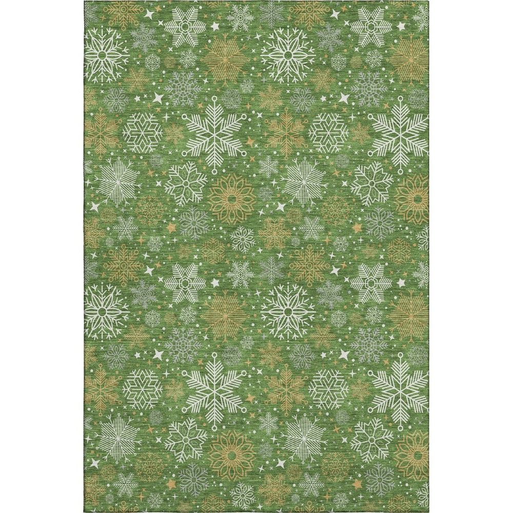 HomeRoots 9' X 12' Stylish Green Ivory Gold Abstract Geometric Washable Area Rug with UV Protection & Durability 702267