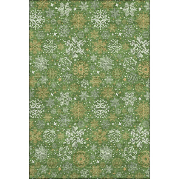 HomeRoots 9' X 12' Stylish Green Ivory Gold Abstract Geometric Washable Area Rug with UV Protection & Durability 702267