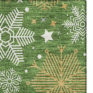 HomeRoots 9' X 12' Stylish Green Ivory Gold Abstract Geometric Washable Area Rug with UV Protection & Durability 702267
