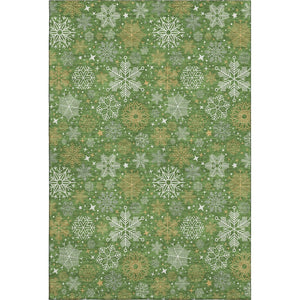 HomeRoots 10' Geometric Washable Area Rug in Green, Ivory & Gold - Durable, Stain-Resistant, UV Protected Design 702268