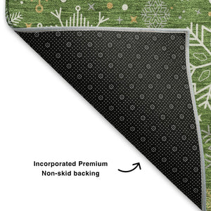 HomeRoots 10' Geometric Washable Area Rug in Green, Ivory & Gold - Durable, Stain-Resistant, UV Protected Design 702268