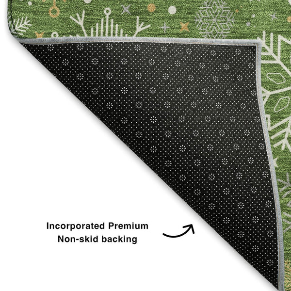 HomeRoots 10' Geometric Washable Area Rug in Green, Ivory & Gold - Durable, Stain-Resistant, UV Protected Design 702268