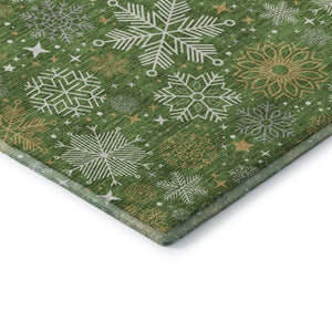 HomeRoots 10' Geometric Washable Area Rug in Green, Ivory & Gold - Durable, Stain-Resistant, UV Protected Design 702268