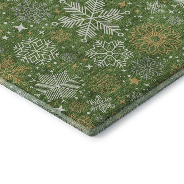 HomeRoots 10' Geometric Washable Area Rug in Green, Ivory & Gold - Durable, Stain-Resistant, UV Protected Design 702268