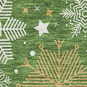 HomeRoots 10' Geometric Washable Area Rug in Green, Ivory & Gold - Durable, Stain-Resistant, UV Protected Design 702268