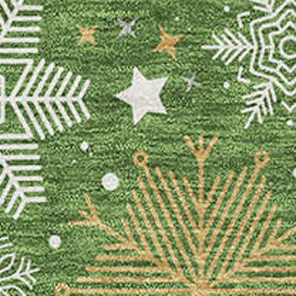 HomeRoots 10' Geometric Washable Area Rug in Green, Ivory & Gold - Durable, Stain-Resistant, UV Protected Design 702268