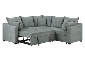 English Elm Alessandro Woven Fabric Sleeper Sectional with Pocket Coil Support and Throw Pillows B2749S00240