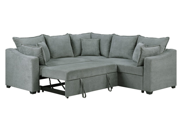 English Elm Alessandro Woven Fabric Sleeper Sectional with Pocket Coil Support and Throw Pillows B2749S00240