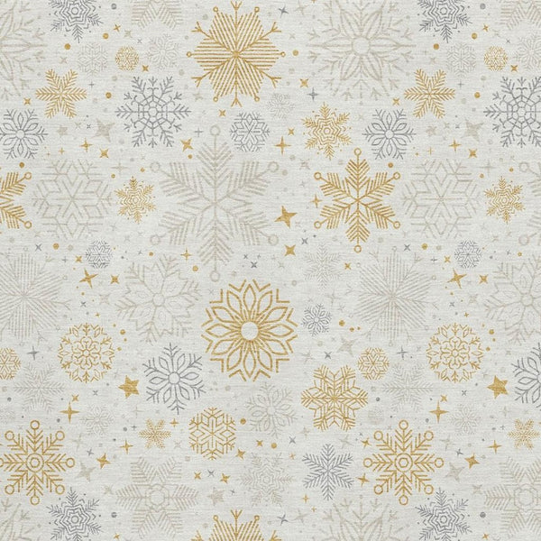 HomeRoots 5' X 8' Ivory Gray Gold Abstract Geometric Washable Area Rug - UV Protected, Stain Resistant Elegance 702276