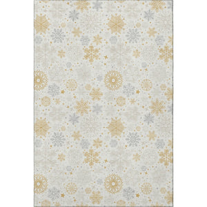 HomeRoots 8' X 10' Washable Ivory Gray Gold Abstract Geometric Area Rug - Stain Resistant & UV Protected! 702278