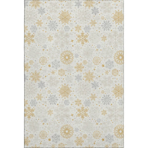 HomeRoots 9' X 12' Ivory Gray & Gold Abstract Geometric Washable Area Rug – Stain Resistant & UV Protected Elegance 702279