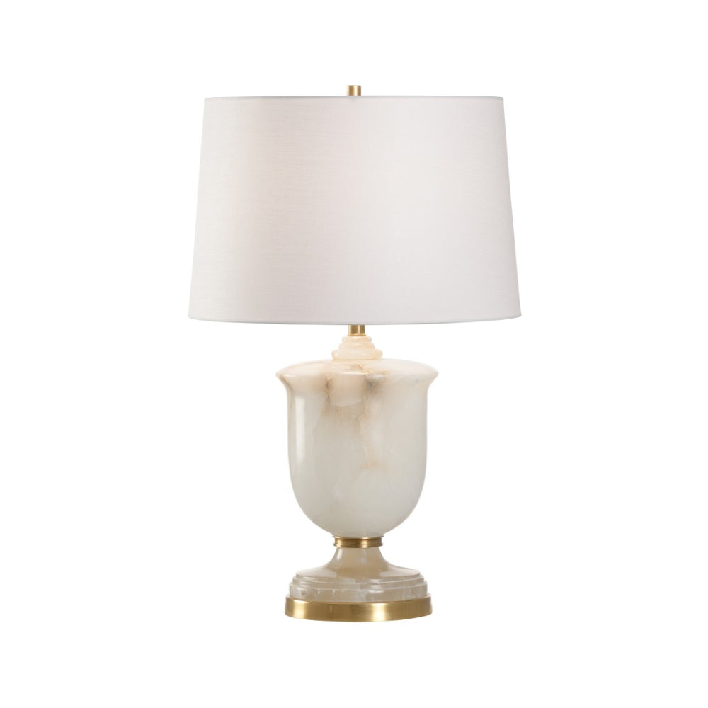 Chelsea House Alabaster Urn Lamp With Antique Gold Accents, 26.5" Handcrafted Marble-Effect Table Lamp For Ambient Glow 70228