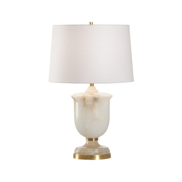 Chelsea House Alabaster Urn Lamp With Antique Gold Accents, 26.5" Handcrafted Marble-Effect Table Lamp For Ambient Glow 70228