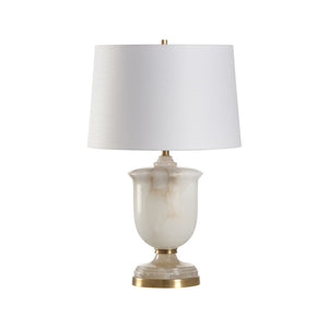 Chelsea House Alabaster Urn Lamp With Antique Gold Accents, 26.5" Handcrafted Marble-Effect Table Lamp For Ambient Glow 70228