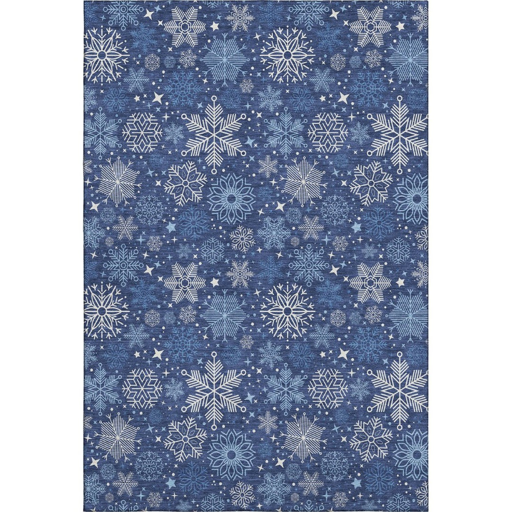 HomeRoots 5' X 8' Navy Blue & Ivory Abstract Geometric Area Rug – Washable, UV Protected, Durable & Stylish! 702282