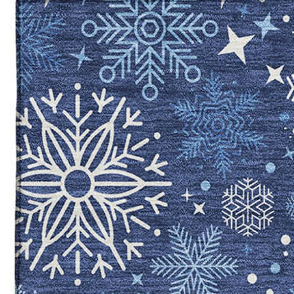 HomeRoots 5' X 8' Navy Blue & Ivory Abstract Geometric Area Rug – Washable, UV Protected, Durable & Stylish! 702282