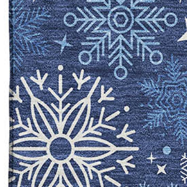 HomeRoots 9' X 12' Navy Blue and Ivory Abstract Geometric Washable Area Rug with UV Protection for Homes 702285