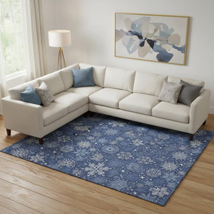HomeRoots 10' X 14' Navy Blue & Ivory Abstract Geometric Area Rug - Washable, UV Protected, Durable & Stylish! 702286