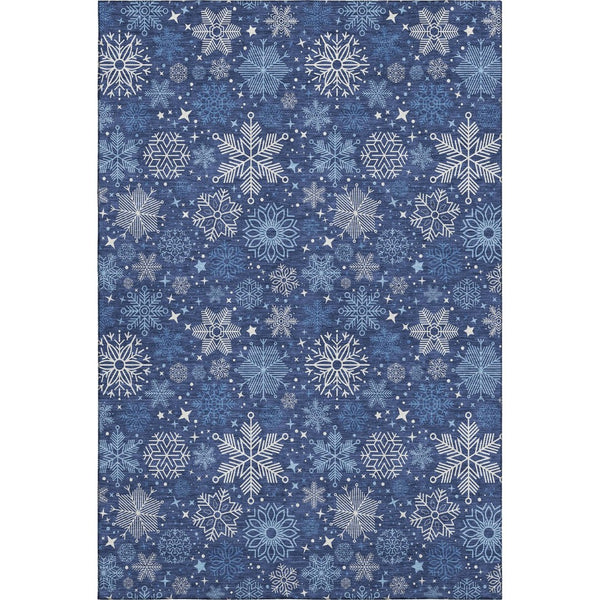 HomeRoots 10' X 14' Navy Blue & Ivory Abstract Geometric Area Rug - Washable, UV Protected, Durable & Stylish! 702286