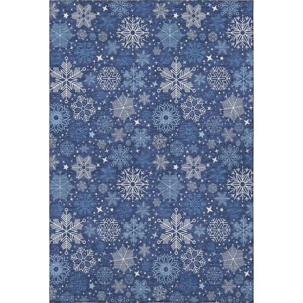 HomeRoots 10' X 14' Navy Blue & Ivory Abstract Geometric Area Rug - Washable, UV Protected, Durable & Stylish! 702286