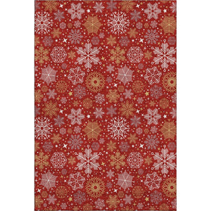 HomeRoots 5' X 8' Abstract Geometric Area Rug in Red, Gold & Ivory – Washable, UV-Protected & Durable Design 702288