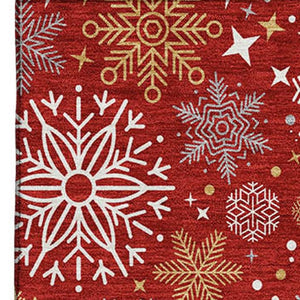 HomeRoots 5' X 8' Abstract Geometric Area Rug in Red, Gold & Ivory – Washable, UV-Protected & Durable Design 702288
