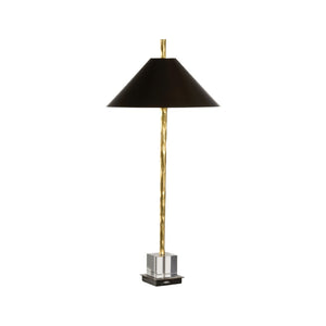 Chelsea House Davis Hand-Hammered Table Lamp With Crystal Base, Gold-Bronze Finish & Black Shade, 40.5" H 70229