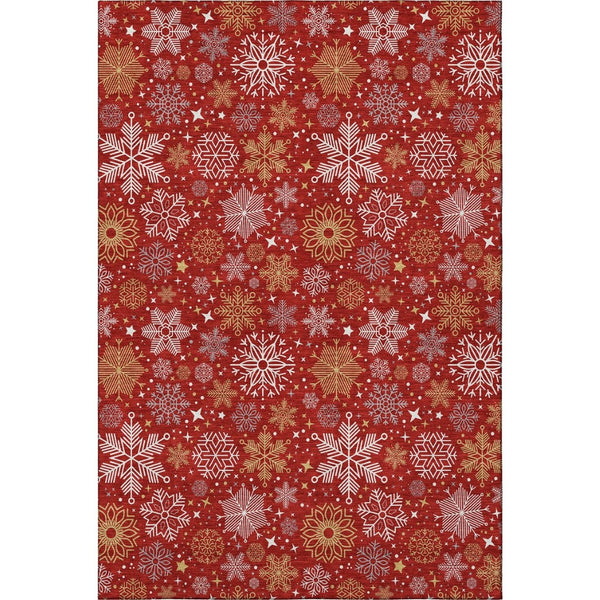 HomeRoots 9' X 12' Abstract Geometric Area Rug in Red, Gold & Ivory – Washable, UV Protected & Durable Design! 702291