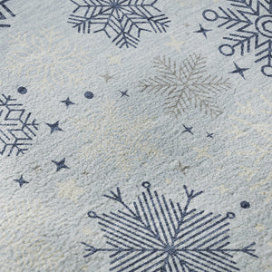 HomeRoots 8' Sky Blue and Ivory Abstract Round Rug - Durable, Washable, UV-Protected for Stylish Spaces 702295