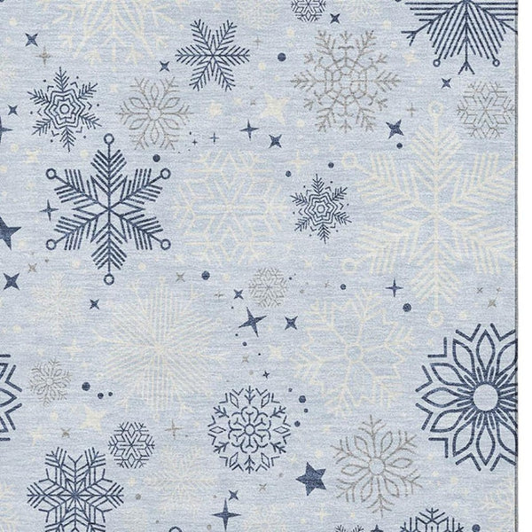 HomeRoots 8' X 10' Sky Blue & Ivory Abstract Geometric Washable Area Rug with UV Protection for Modern Homes 702296