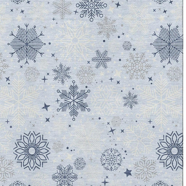 HomeRoots 9' X 12' Sky Blue & Ivory Abstract Geometric Area Rug - Washable, UV-Protected & Durable Design! 702297