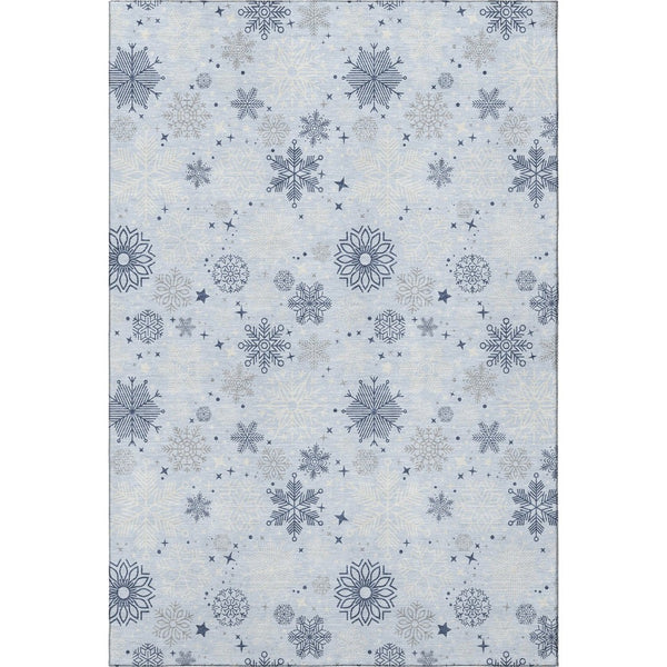 HomeRoots 10' Sky Blue & Ivory Abstract Geometric Washable Area Rug - UV Protected, Non-Slip, Durable Design 702298