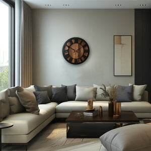HomeRoots 14" Elegant Solid Wood Silent Analog Wall Clock with Roman Numerals – Vintage Charm for Any Room 702299