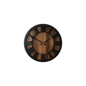 HomeRoots 14" Elegant Solid Wood Silent Analog Wall Clock with Roman Numerals – Vintage Charm for Any Room 702299