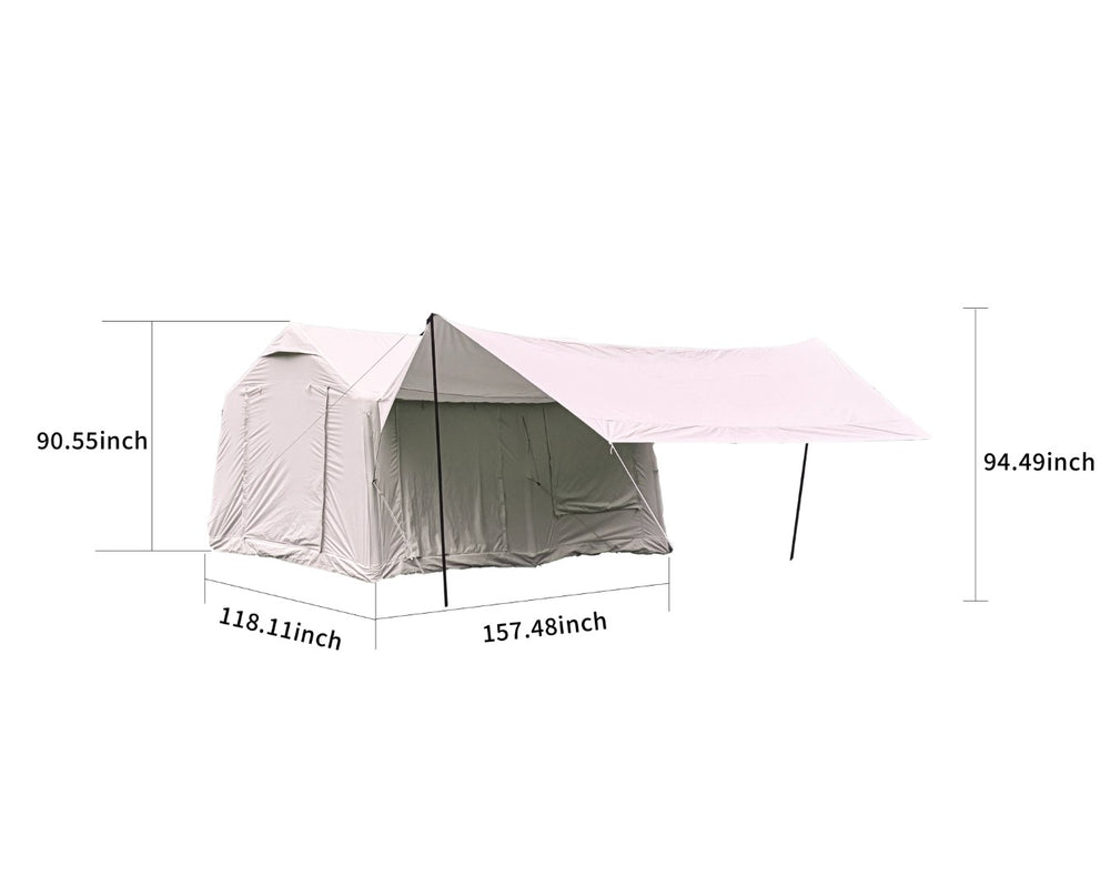 English Elm 9.8x13ft Inflatable Glamping Tent with Canopy Waterproof Air Beam Easy Setup 4 Person W640P244862