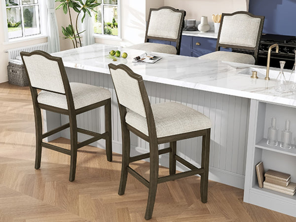 English Elm Counter Height Rubberwood Barstools Set of 2 Upholstered Seats for Kitchen Island Brown N752P377070D