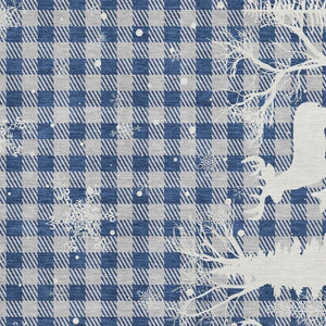 HomeRoots 5' Blue Ivory Gray Gingham Washable Area Rug - Durable, UV-Protected, Stain-Resistant Design for Homes 702301