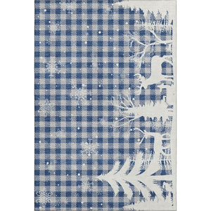 HomeRoots 8' X 10' Stylish Blue Ivory Gray Gingham Washable Area Rug with UV Protection & Non-Slip Backing 702303