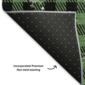 HomeRoots 5' X 8' Gingham Area Rug - Green, Black & Ivory - Washable, UV Protected, Stain Resistant, Durable Design 702307