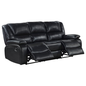 English Elm Elodie Black 2-Piece Reclining Sofa Set with Tufted Faux Leather, Pillowtop Arms & Plush Legrests B062S01113