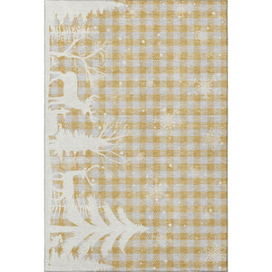 HomeRoots 10' Stylish Gold, Gray & Ivory Gingham Area Rug - Washable, UV-Protected for Indoor & Outdoor Use 702317