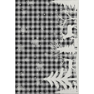HomeRoots 10' Gingham Washable Area Rug in Gray, Black & Ivory - UV Protected, Durable & Pet-Friendly Design! 702323